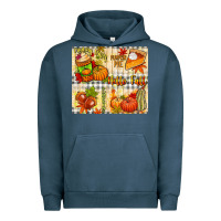 Pigment Midnight Navy Hello Fall pumpkins Urban Hoodie - NancyCooperArtShop