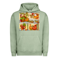 Pigment Oil Green Hello Fall pumpkins Urban Hoodie - NancyCooperArtShop