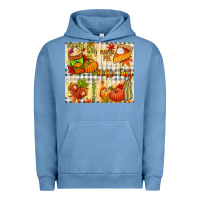 Pigment Pebble Blue Hello Fall pumpkins Urban Hoodie - NancyCooperArtShop