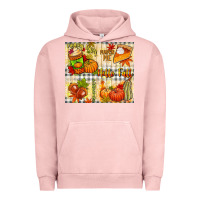 Pigment Salmon Hello Fall pumpkins Urban Hoodie - NancyCooperArtShop