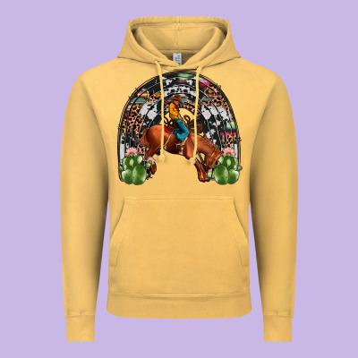 Rodeo Cowboy Rainbow Vintage Hoodie Designed By Jahusdesignshop