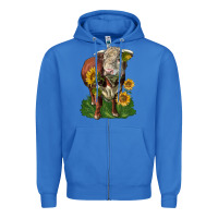 True Royal hereford bull with sunflowers Zipper Hoodie - LillyAllenDesigns