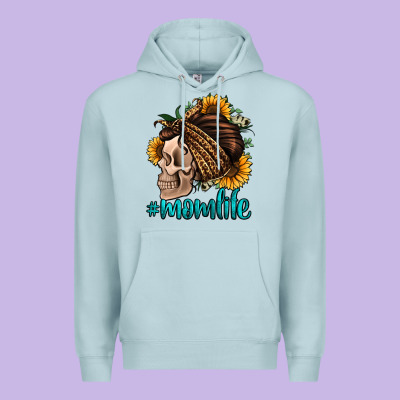 Momlife Skull With Bandana Premium Hoodie Designed By Jasminsmagicworld