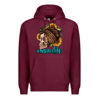 Burgundy momlife skull with bandana Premium Hoodie - Jasminsmagicworld