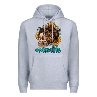 Heather Grey momlife skull with bandana Premium Hoodie - Jasminsmagicworld
