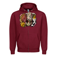 Burgundy hereford bull western background Zipper Hoodie - LillyAllenDesigns