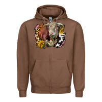 Chestnut hereford bull western background Zipper Hoodie - LillyAllenDesigns