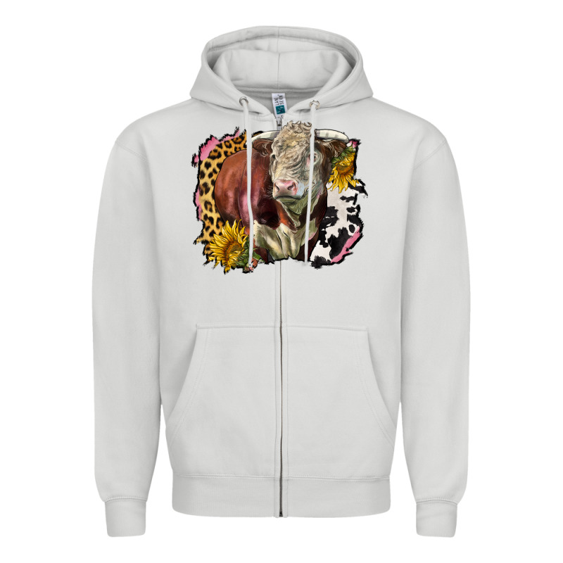 Hereford Bull Western Background Zipper Hoodie by LillyAllenDesigns | Teevron