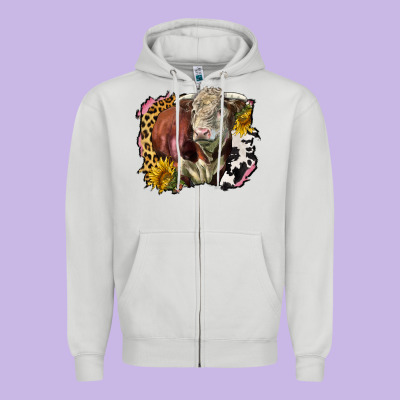 Hereford Bull Western Background Zipper Hoodie Designed By Lillyallendesigns