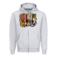 Heather Grey hereford bull western background Zipper Hoodie - LillyAllenDesigns
