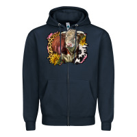 Navy hereford bull western background Zipper Hoodie - LillyAllenDesigns