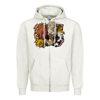 Oatmeal Heather hereford bull western background Zipper Hoodie - LillyAllenDesigns