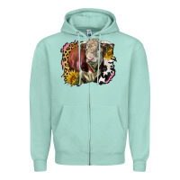 Seafoam hereford bull western background Zipper Hoodie - LillyAllenDesigns