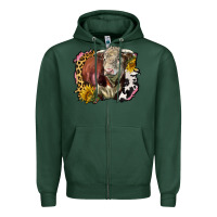 Sports Green hereford bull western background Zipper Hoodie - LillyAllenDesigns