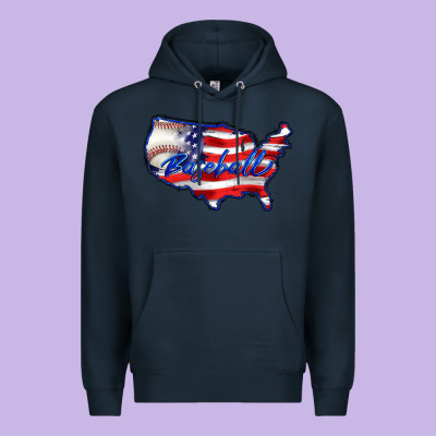 Usa Flag Baseball Premium Hoodie Designed By Barkaloodesign