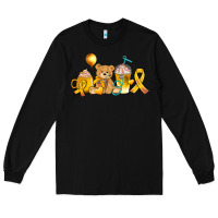 Black childhood cancer ribbon and coffee cups Long Sleeve Tee - AdoDesignShop