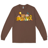 Chestnut childhood cancer ribbon and coffee cups Long Sleeve Tee - AdoDesignShop