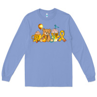 Colony Blue childhood cancer ribbon and coffee cups Long Sleeve Tee - AdoDesignShop