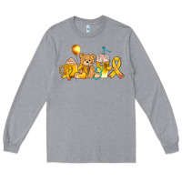 Heather Grey childhood cancer ribbon and coffee cups Long Sleeve Tee - AdoDesignShop