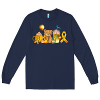 Navy childhood cancer ribbon and coffee cups Long Sleeve Tee - AdoDesignShop