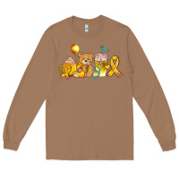 Toasted Coconut childhood cancer ribbon and coffee cups Long Sleeve Tee - AdoDesignShop