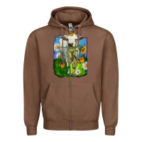 Chestnut charolais heifer with sunflower and daisies Zipper Hoodie - LillyAllenDesigns