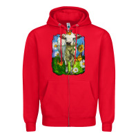 Red charolais heifer with sunflower and daisies Zipper Hoodie - LillyAllenDesigns