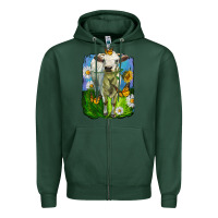 Sports Green charolais heifer with sunflower and daisies Zipper Hoodie - LillyAllenDesigns