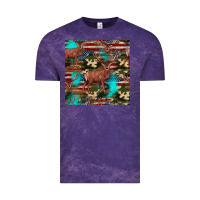 Cloud Purple hunting deer american flag seamless pattern Vintage Tee - HRA Design Shop