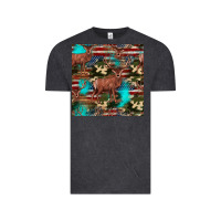 Vintage Black hunting deer american flag seamless pattern Vintage Tee - HRA Design Shop