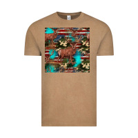Vintage Coffee hunting deer american flag seamless pattern Vintage Tee - HRA Design Shop