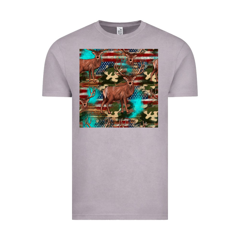 Hunting Deer American Flag Seamless Pattern Vintage Tee by HRA Design Shop | Teevron