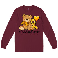 Burgundy childhood cancer and cancer ribbon Long Sleeve Tee - AdoDesignShop