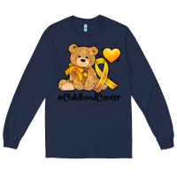 Navy childhood cancer and cancer ribbon Long Sleeve Tee - AdoDesignShop