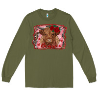 Army Green be mine highland cow Long Sleeve Tee - AdoDesignShop
