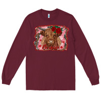 Burgundy be mine highland cow Long Sleeve Tee - AdoDesignShop