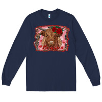 Navy be mine highland cow Long Sleeve Tee - AdoDesignShop