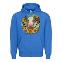 True Royal simmental heifer with sunflowers and leopard Zipper Hoodie - LillyAllenDesigns