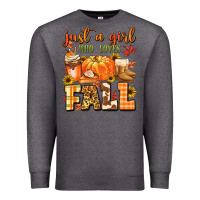 Charcoal Heather just a girl who loves fall Premium Sweatshirt - MaliasSmallBusiness