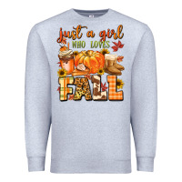 Heather Grey just a girl who loves fall Premium Sweatshirt - MaliasSmallBusiness