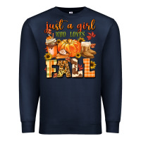 Navy just a girl who loves fall Premium Sweatshirt - MaliasSmallBusiness