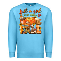 Ocean Blue just a girl who loves fall Premium Sweatshirt - MaliasSmallBusiness