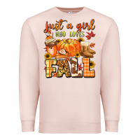 Pale Pink just a girl who loves fall Premium Sweatshirt - MaliasSmallBusiness