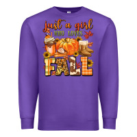 Purple just a girl who loves fall Premium Sweatshirt - MaliasSmallBusiness