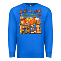 True Royal just a girl who loves fall Premium Sweatshirt - MaliasSmallBusiness