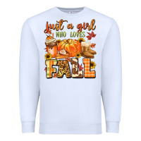 White just a girl who loves fall Premium Sweatshirt - MaliasSmallBusiness