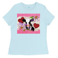 Baby Blue lotus heart cow valentine Ladies Tee - AdoDesignShop