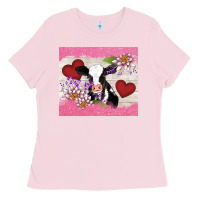 Bubblegum Pink lotus heart cow valentine Ladies Tee - AdoDesignShop
