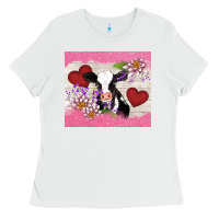 White lotus heart cow valentine Ladies Tee - AdoDesignShop