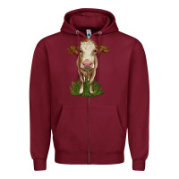 Burgundy simmental heifer Zipper Hoodie - LillyAllenDesigns